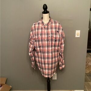Columbia Men's Large Casual Shirt - Red, Blue Button Down NWT